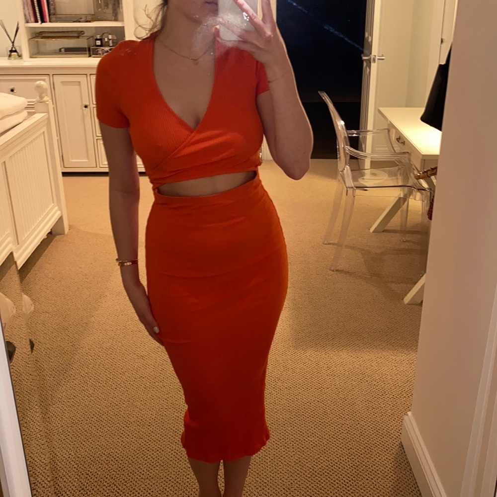 FREE PEOPLE WRAP MIDI BODYCON
